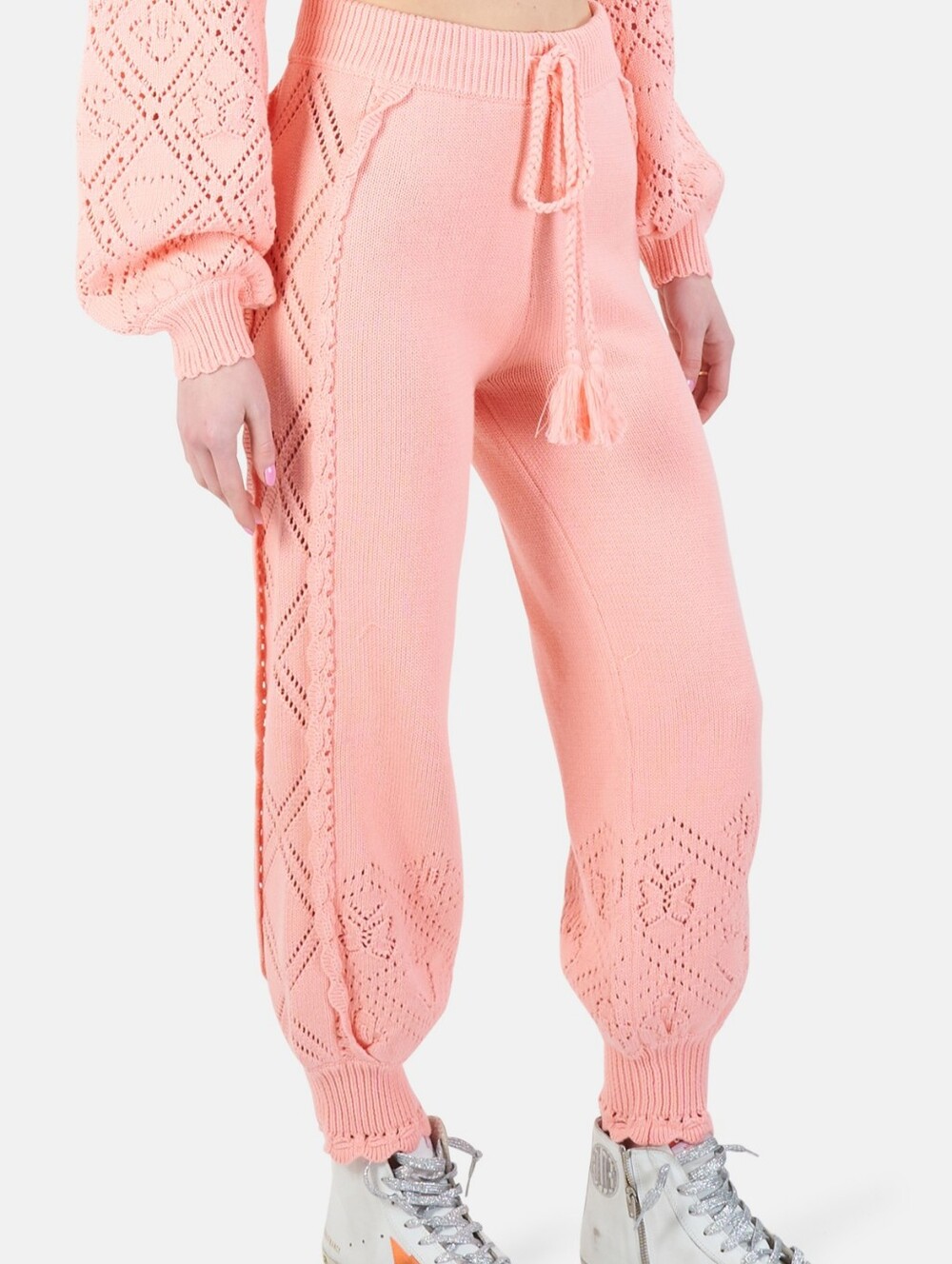 LoveShackFancy Nyla Peach Melba Knit Drawstring Joggers Size Small